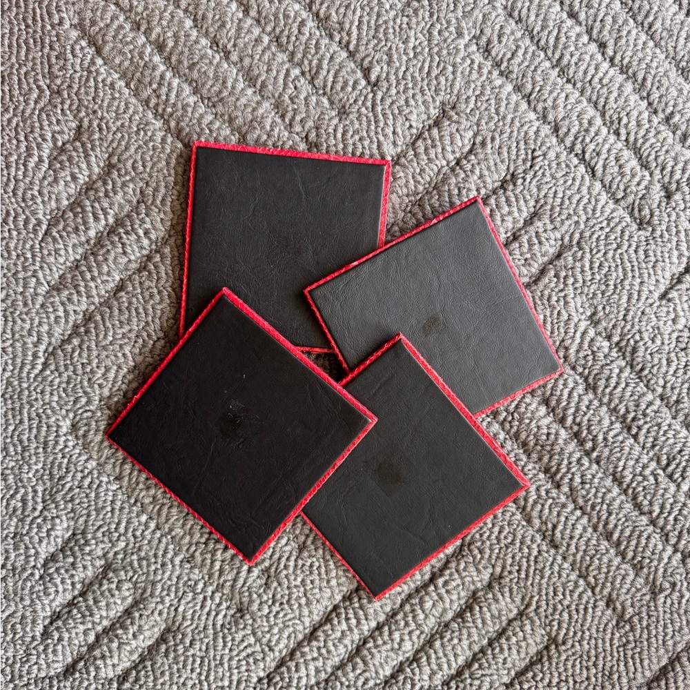 Red Textured Coasters Set - Picture 2 of 6